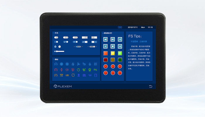 HMI Flexem F007N | Pantalla Táctil Industrial 7" 1024×600, DC24V, 4 Puertos Serie + Ethernet